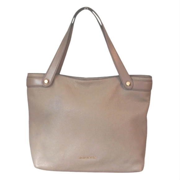 Michael Kors Shoulder Bag Taupe Pebbled Leather Purse - Picture 1 of 12